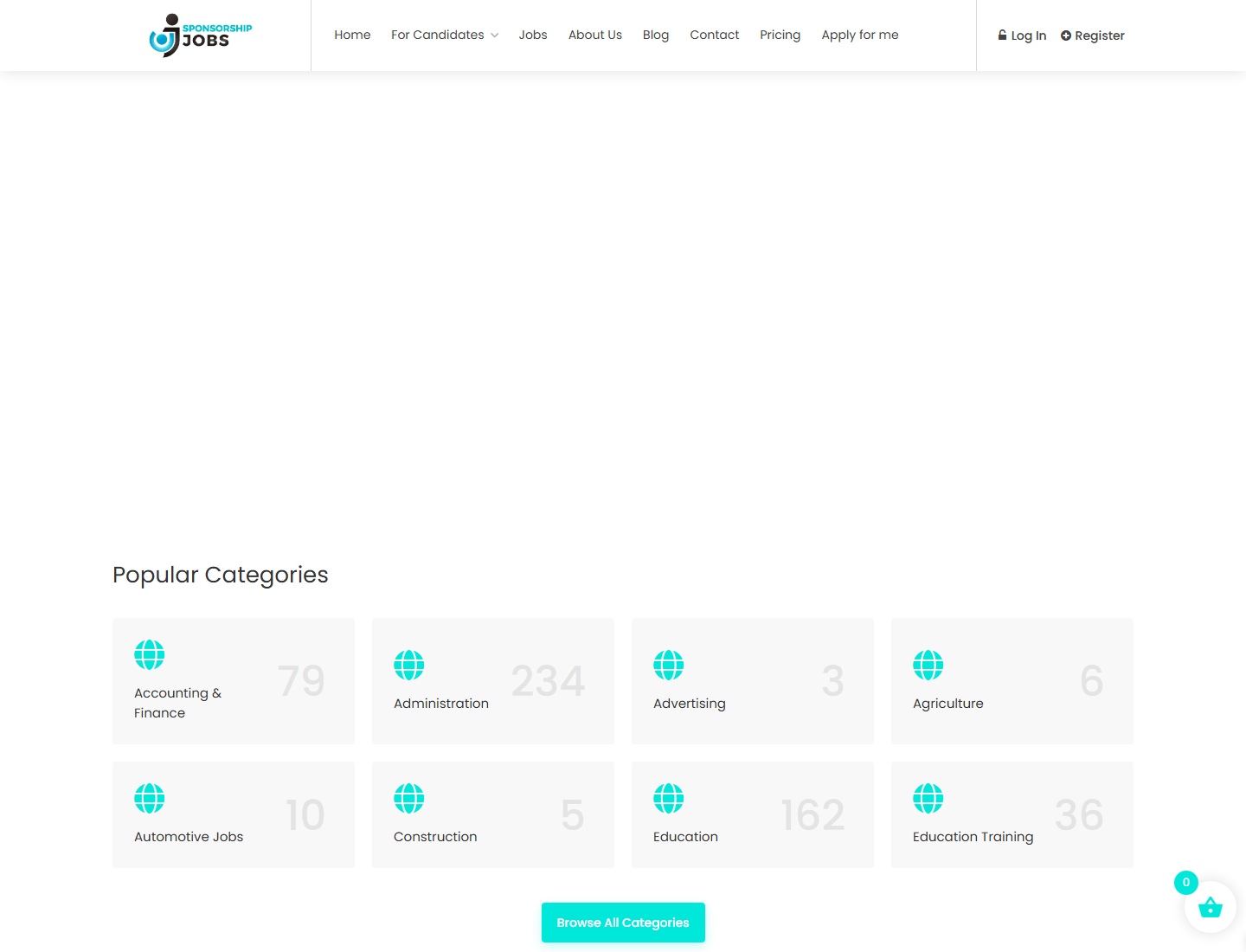 Sponsorship Jobs website screenshot