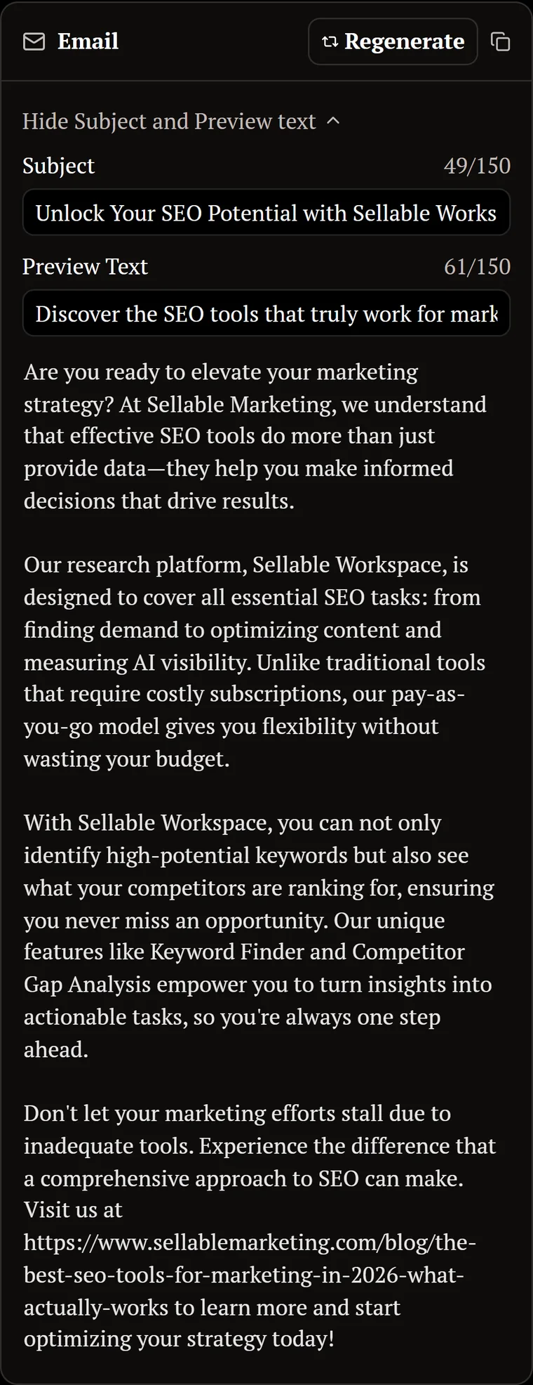 The Email version Repurpose Content wrote from that article, as it appears on the board.